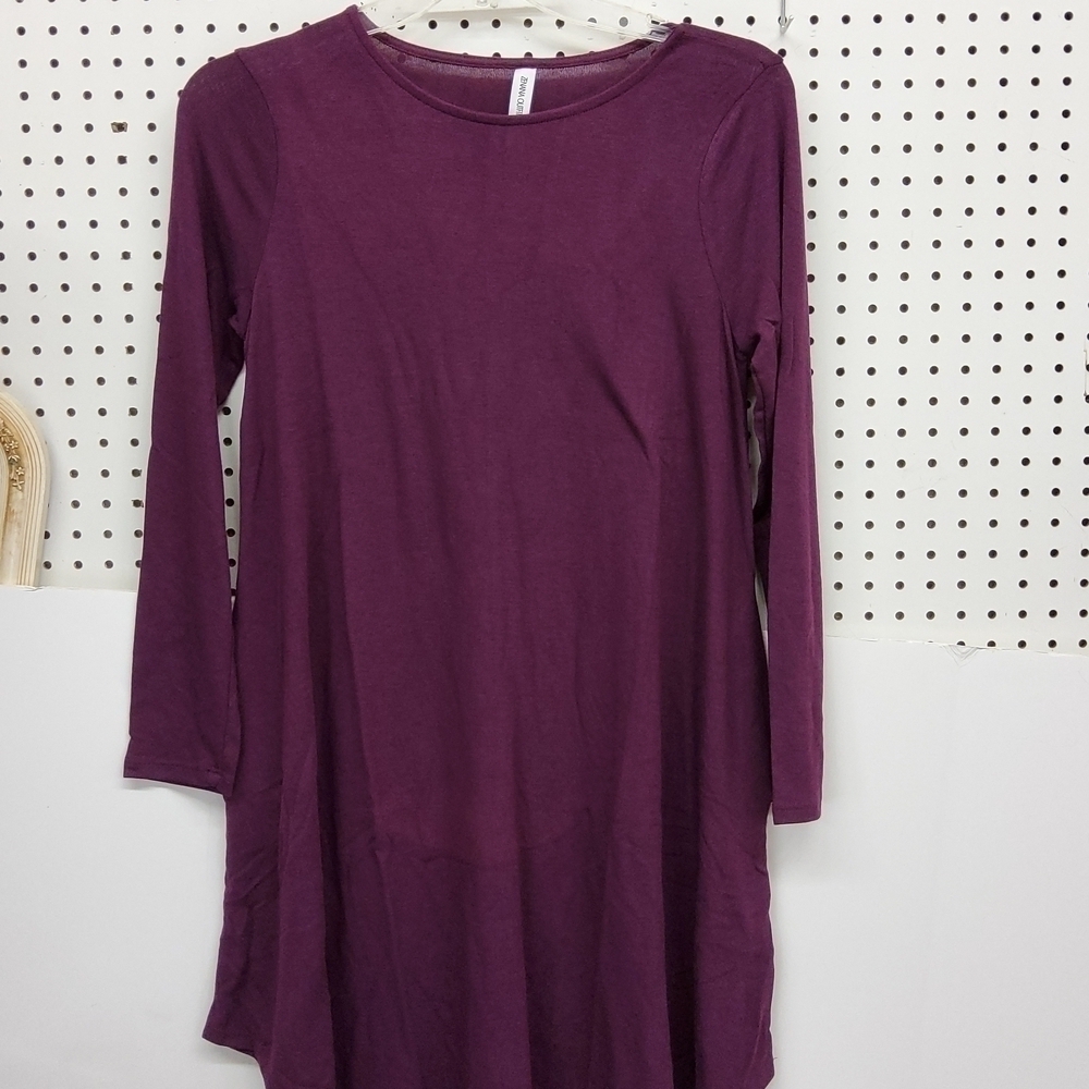 ZENANA outfitters long sleeve dress dark plum NWOT